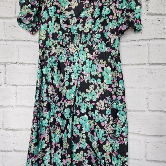 ASOS Design Womens Multicolor Puff Sleeves Floral Print Midi Tea Dress Size 10 - Picture 3 of 16